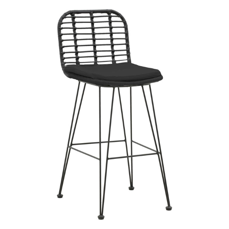 Scaun de bar Naoki, Negru - Natural, 46x56x110 cm - Negru