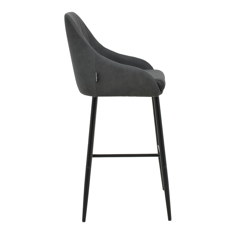 Scaun de bar Patrin picior -metal, Gri inchis neagra, 49x48x98 cm