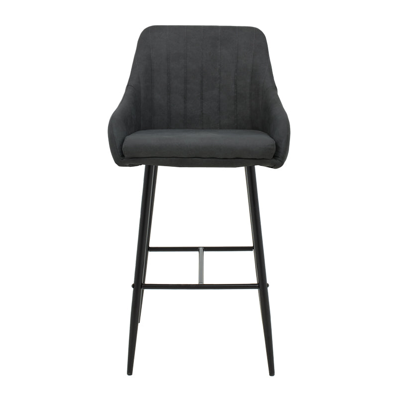 Scaun de bar Patrin picior -metal, Gri inchis neagra, 49x48x98 cm