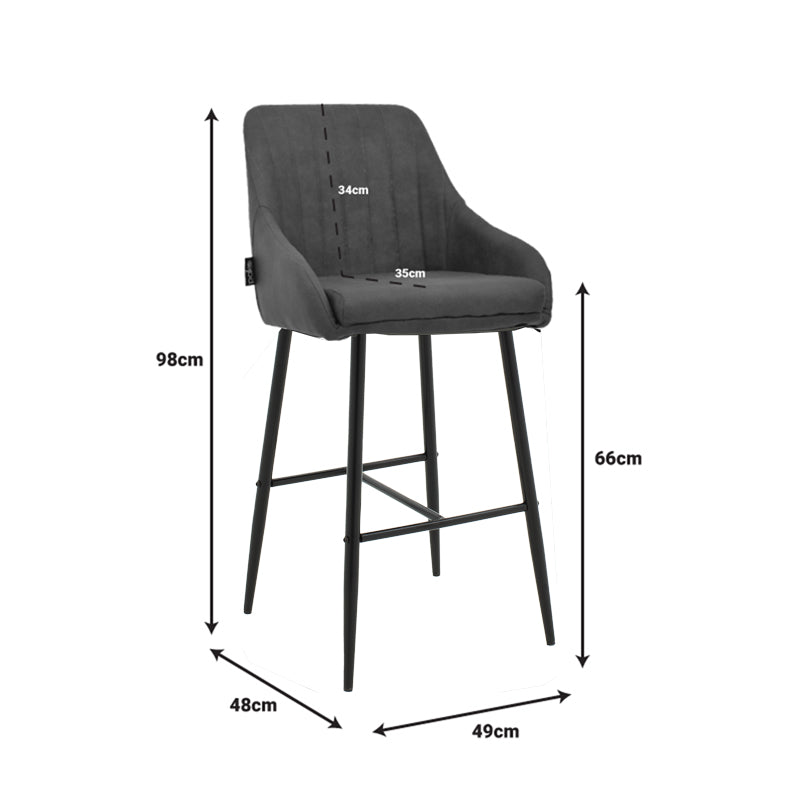 Scaun de bar Patrin picior -metal, Gri inchis neagra, 49x48x98 cm