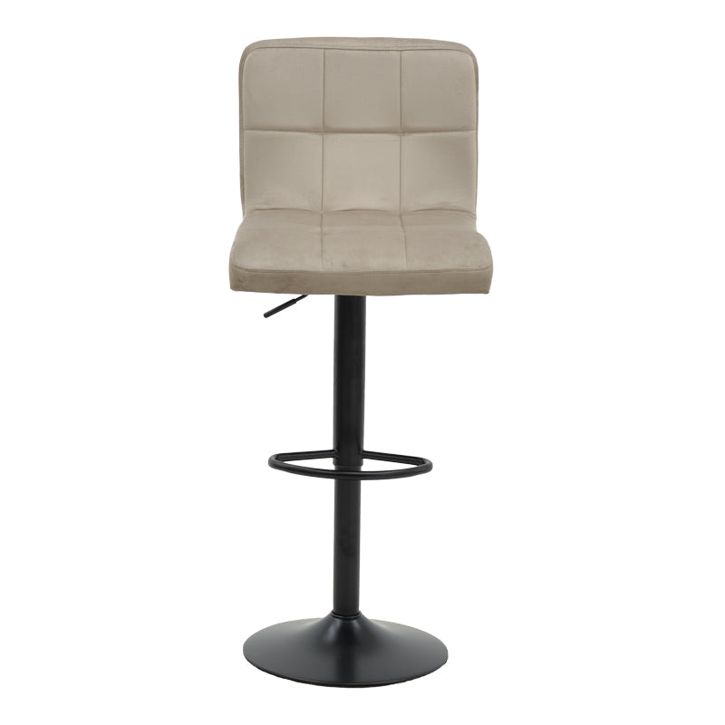 Scaun de bar ajustabil pe înaltime Remina, Catifea Neagra, Baza, Neagra Mata, 44x44x112 cm - Bej