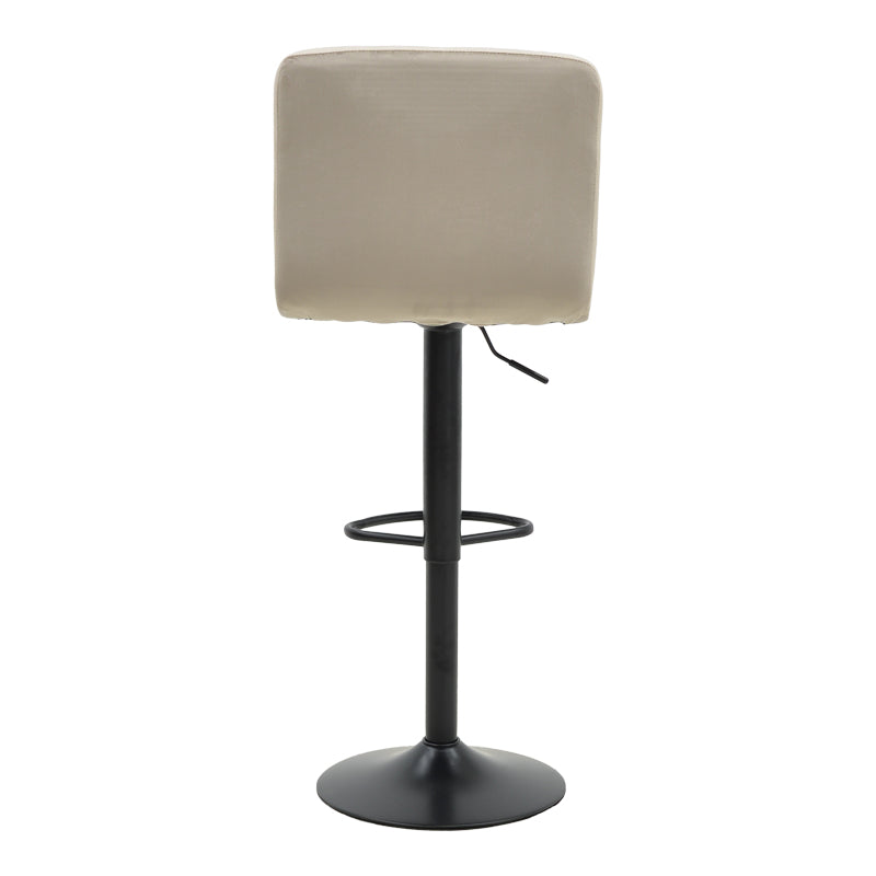 Scaun de bar ajustabil pe înaltime Remina, Catifea Neagra, Baza, Neagra Mata, 44x44x112 cm - Bej
