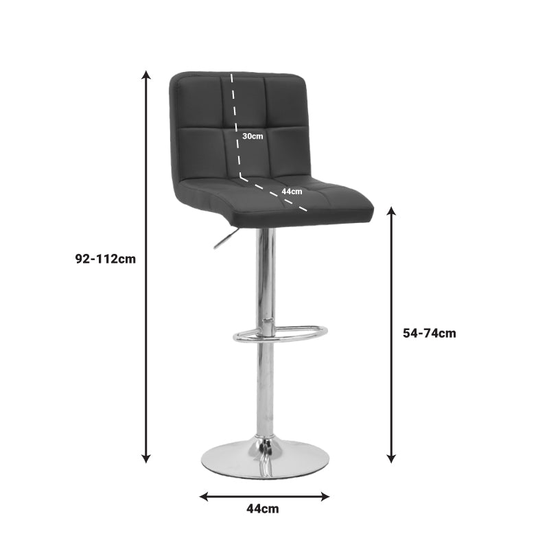 Scaun de bar Remina reglabil pe inaltime, pu-crom, 44x44x112 cm