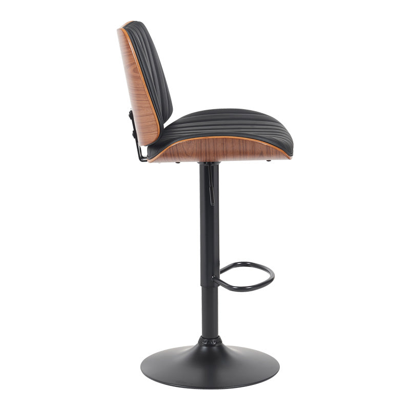 Scaun de bar Amani, PU si metal, 51x54x88-107 cm - Negru