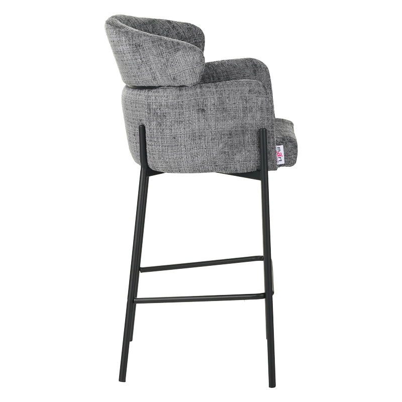 Scaun de bar Tolerse, stofa si metal, 55x60x97 cm - Gri