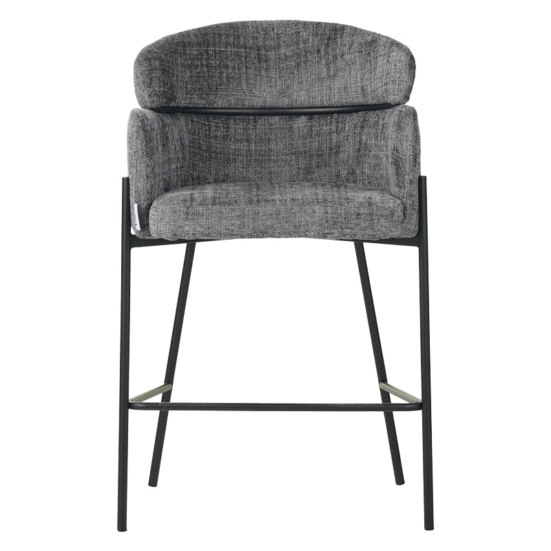 Scaun de bar Tolerse, stofa si metal, 55x60x97 cm - Gri