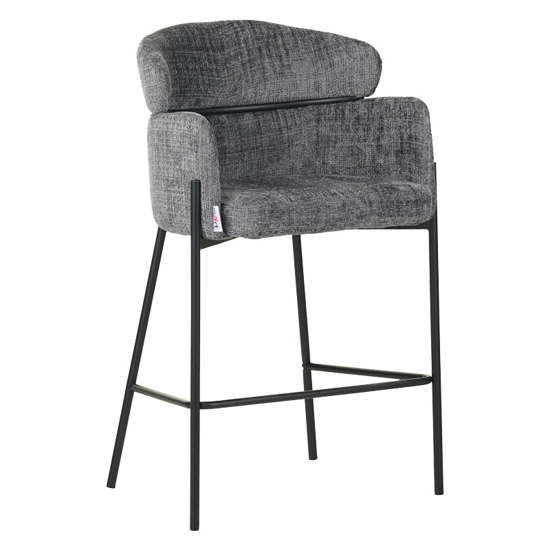 Scaun de bar Tolerse, stofa si metal, 55x60x97 cm - Gri