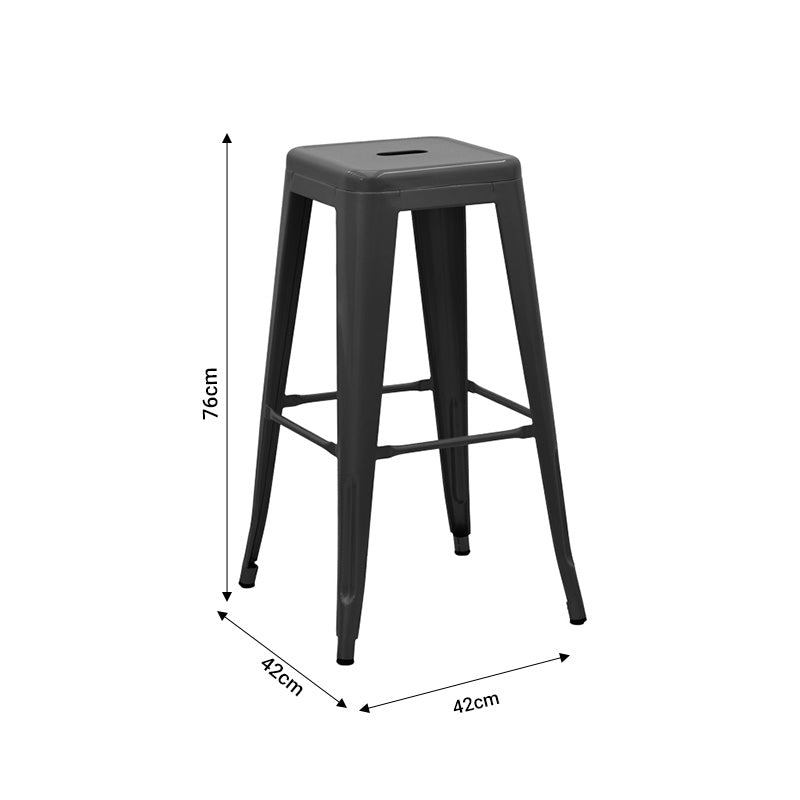 Scaun de bar Utopia metal, Negru, 42x42x76 cm