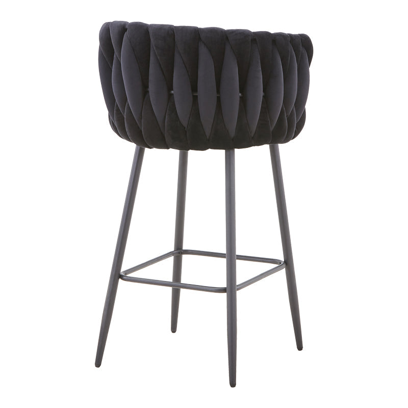 Scaun de bar Vivian bej catifea, 57x50x100 cm - Negru