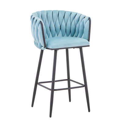 Scaun de bar Vivian siel catifea metal negru 57x50x100 cm