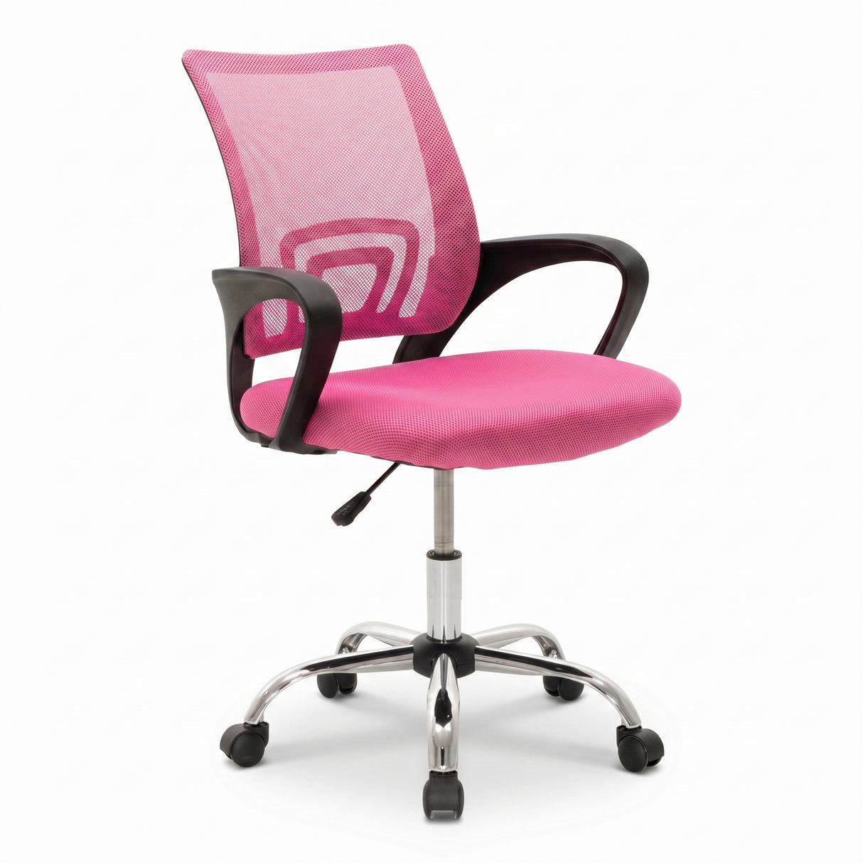 Scaun de birou cu functie de înclinare Berto II, Mesh, Roz-Negru, 60x48x85-95 cm