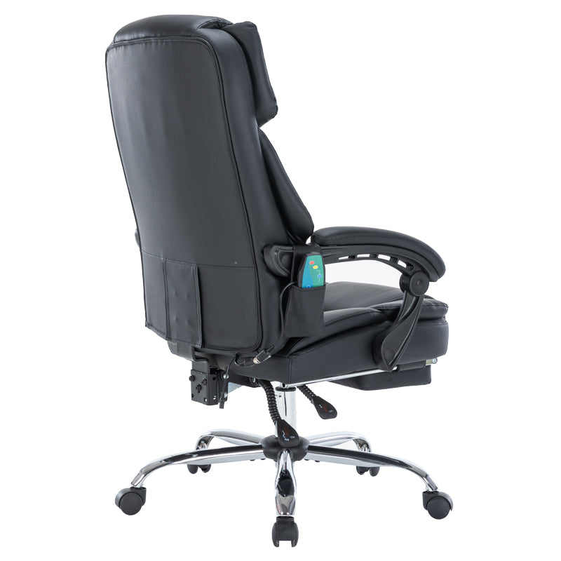 Scaun de birou director Thrive Premium Quality mecanism de masaj cu spate incalzit pu, Negru, 66x70x112 cm