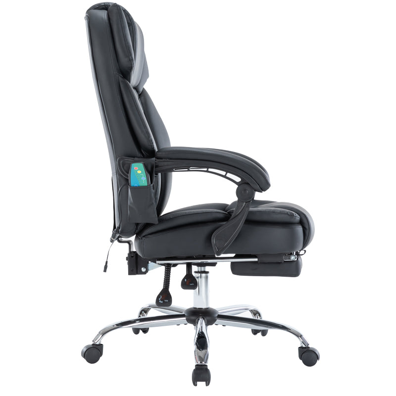 Scaun de birou director Thrive Premium Quality mecanism de masaj cu spate incalzit pu, Negru, 66x70x112 cm