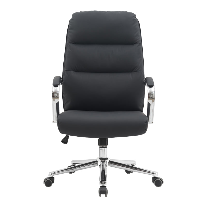 Scaun de birou directorial Normie, piele PU, 58x65x111 cm - Negru