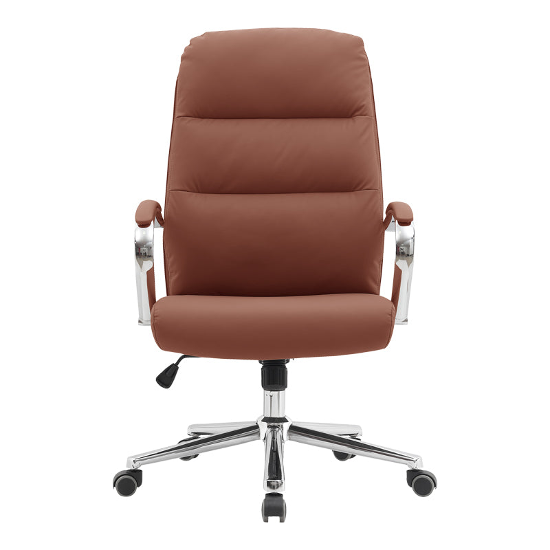 Scaun de birou directorial Normie, piele PU, 58x65x111 cm - Maro