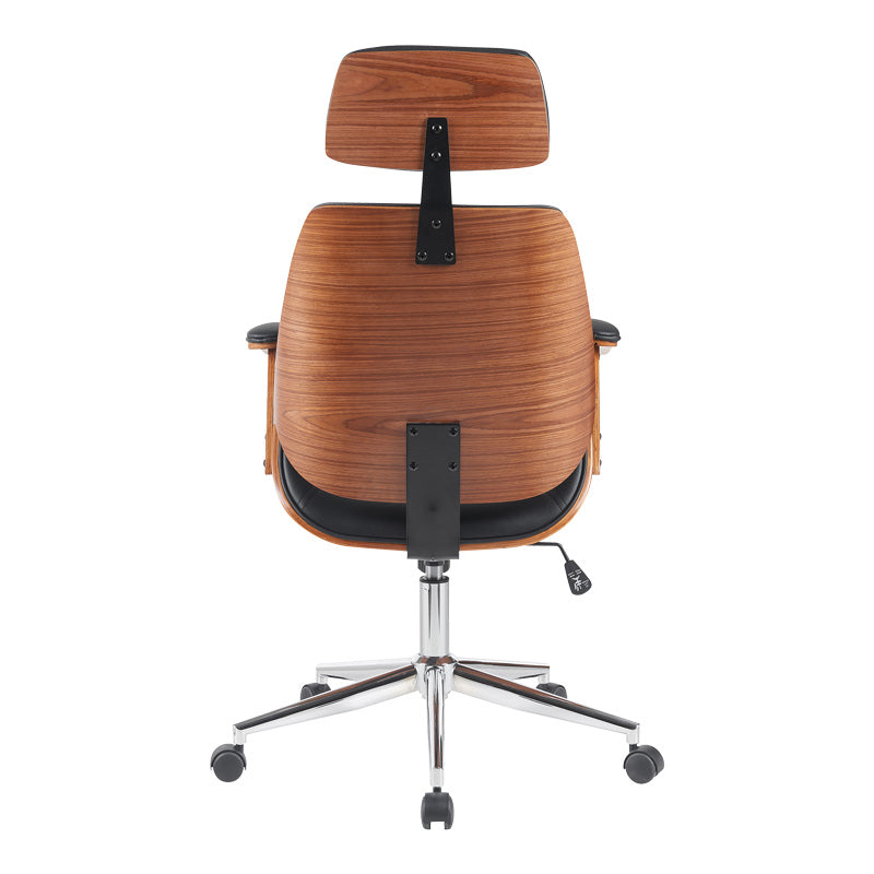 Scaun de birou directorial Fetseno, piele PU, 53x56x124 cm - Negru
