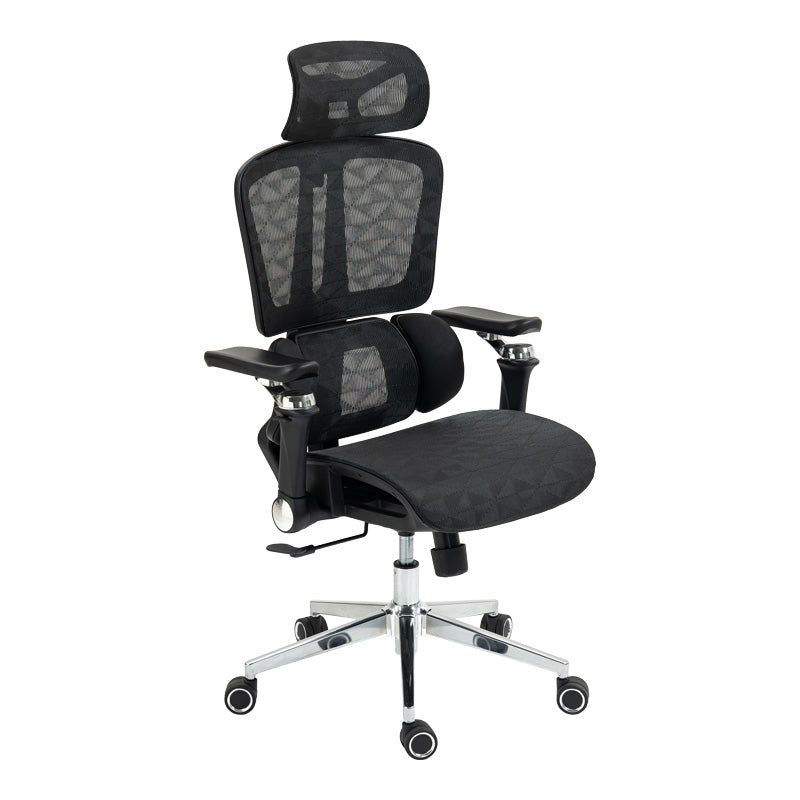 Scaun de birou ergonomic Jeffer, Mesh, Negru, 67x62x115-125 cm
