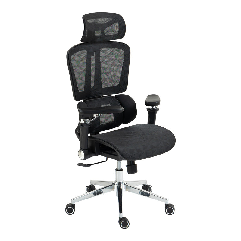 Scaun de birou ergonomic Jeffer, Mesh, Negru, 67x62x115-125 cm