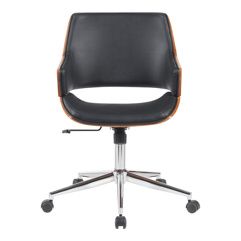 Scaun de birou ergonomic, Negru, Piele ecologica și Baza, cromata, 53x61x79-89 cm
