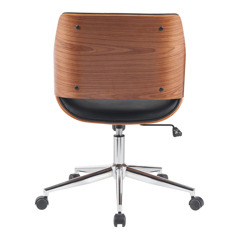Scaun de birou ergonomic, Negru, Piele ecologica și Baza, cromata, 53x61x79-89 cm