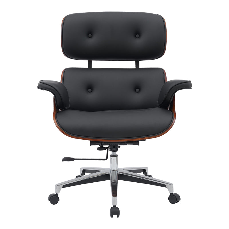 Scaun de birou manager Kobane baza neagra pu-crom, 84x75x114 cm
