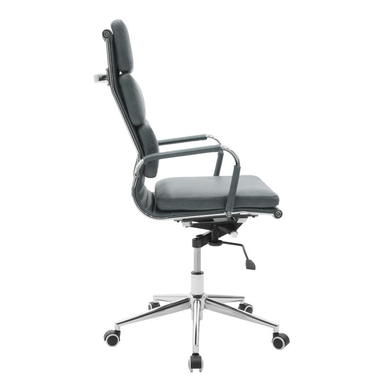 Scaun de birou manager Tokyo cu antica Gri pu, 55x63x118 cm