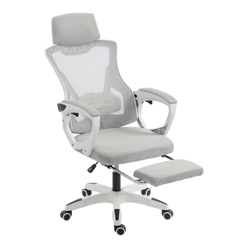 Scaun de birou managerial Meton, 48x60x128 cm - Alb-Gri