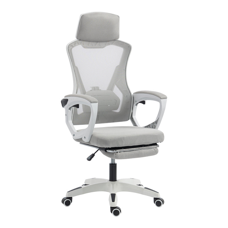 Scaun de birou managerial Meton, 48x60x128 cm - Alb-Gri