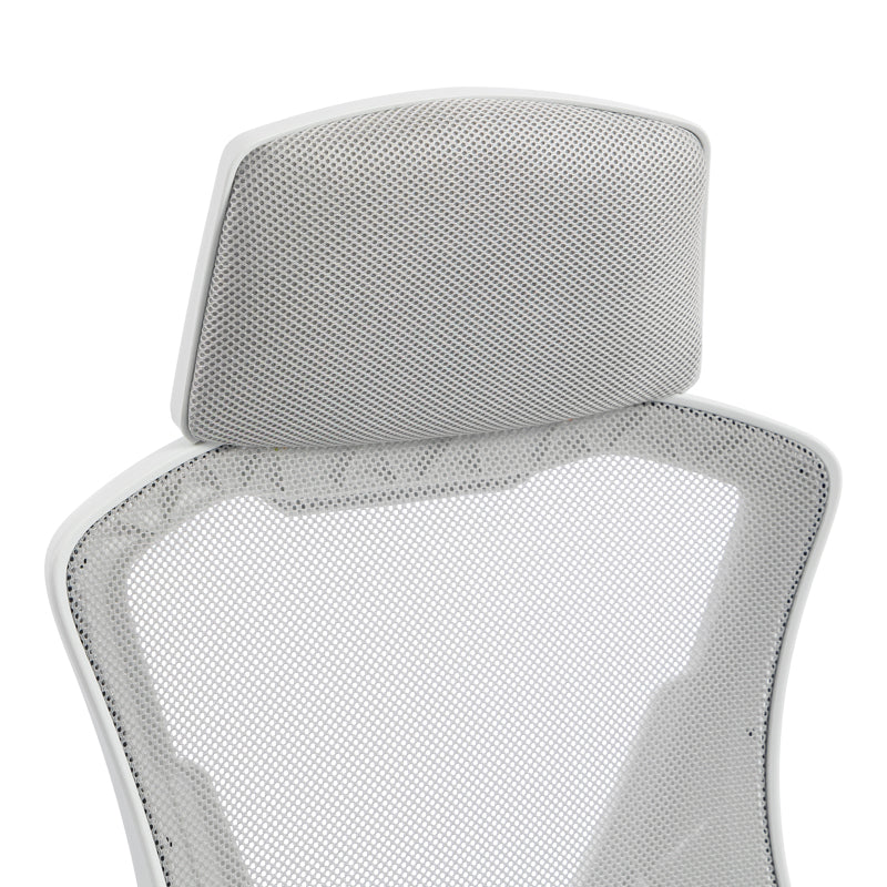 Scaun de birou managerial Meton, 48x60x128 cm - Alb-Gri