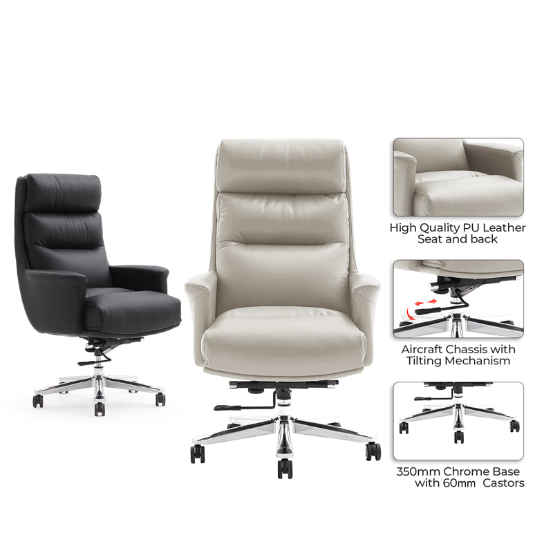 Scaun de birou pentru manager Nagal, neagra, 71x73x117-123 cm