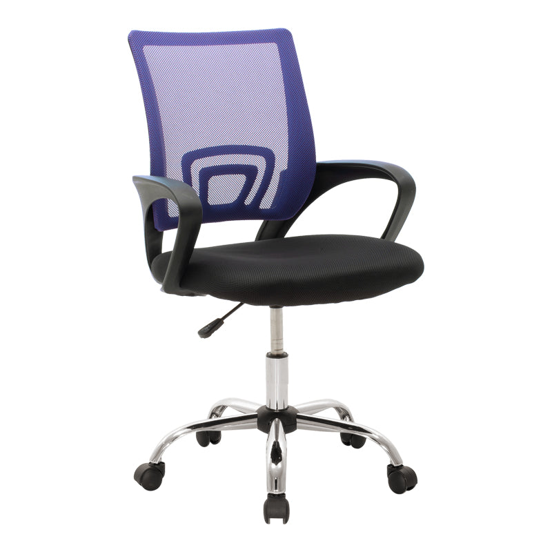 Scaun de birou recliner Berto II, Mesh Albastru-Negru, Baza, Cromata, 60x48x85-95 cm