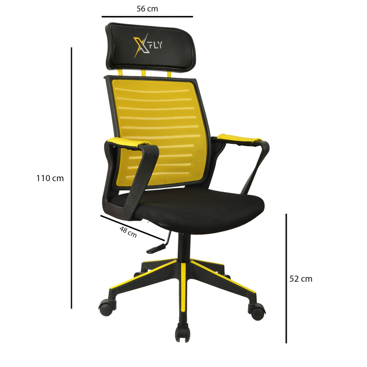 Scaun de Birou XFly2, Galben, 56 x 110 x 48 cm