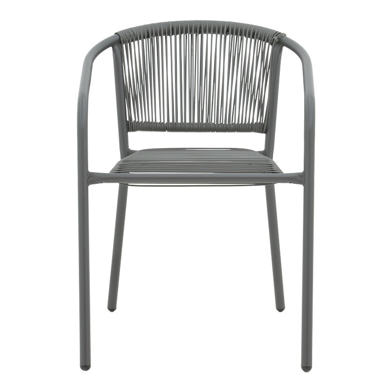 Scaun de brat din metal-ratan stivuibil Lindaria, Gri inchis, 54x63x74 cm, perspectiva suplimentara
