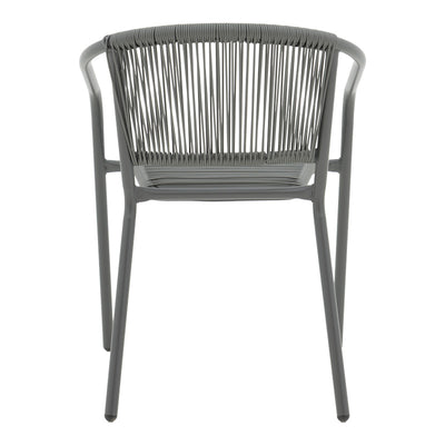 Scaun de brat din metal-ratan stivuibil Lindaria, Gri inchis, 54x63x74 cm, foto produs