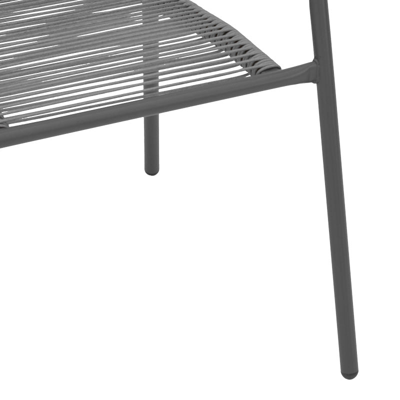 Scaun de brat din metal-ratan stivuibil Lindaria, Gri inchis, 54x63x74 cm