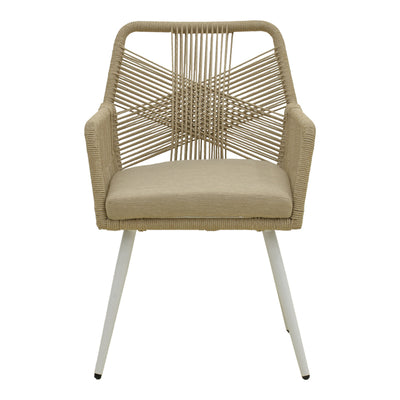 Scaun de exterior Andros, Alb-Natural-Nisip, aluminiu si ratan PE, 56x60x86 cm, prezentare produs, pentru grădină sau terasă