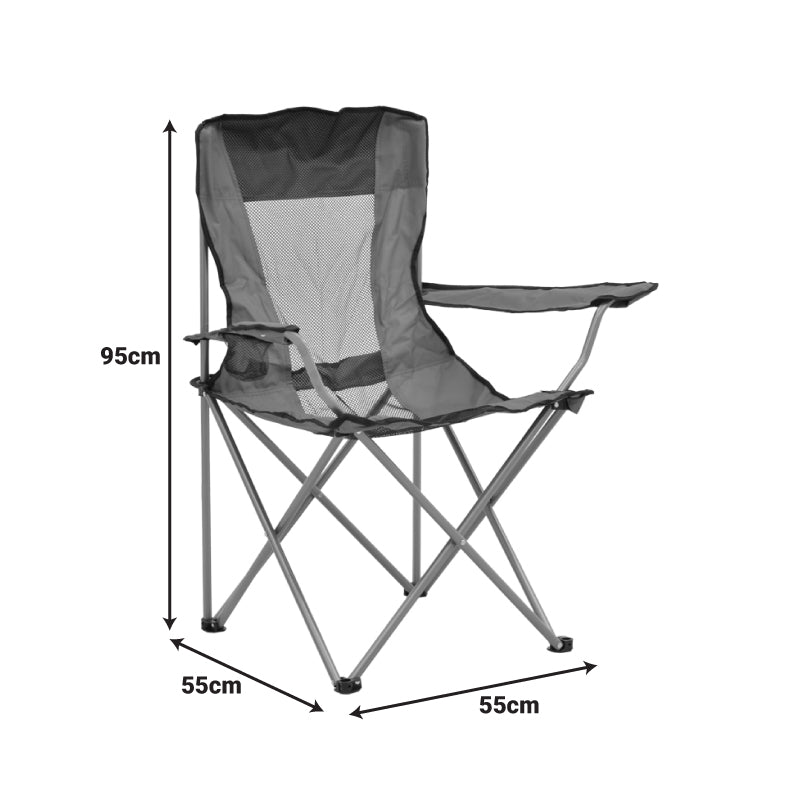 Scaun de exterior Pesca, metal si material impermeabil, 55x55x95 cm - Gri