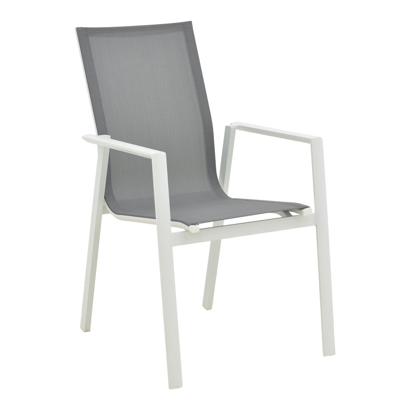 Scaun de gradina Dashiell metal negru textilena, negru, 71x58x94 cm - Alb