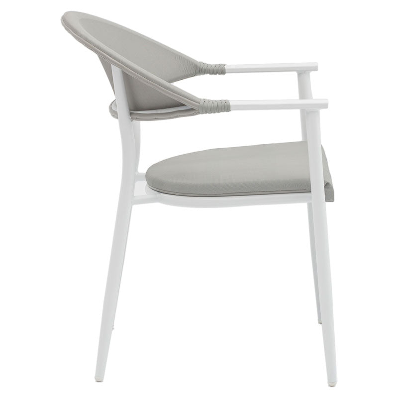 Scaun de gradina Pino aluminiu alb, textilena, gri, 56x62x77 cm, detaliu produs