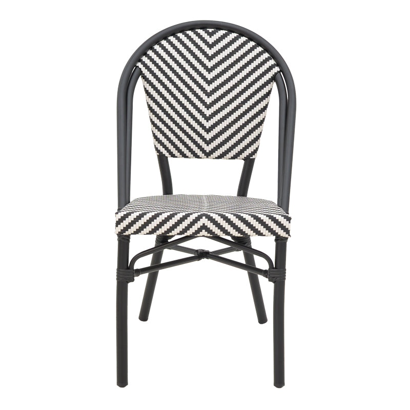 Scaun de gradina Uarmin stivuit negru aluminiu negru si alb textilena, 46x57x85 cm - Negru