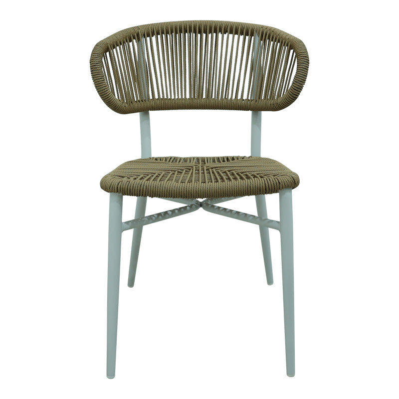 Scaun din aluminiu cu ratan Agus stivuibil, Alb, 55x63x77 cm, detaliu produs