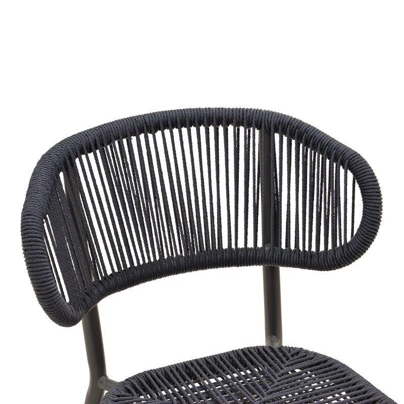 Scaun din aluminiu cu ratan, model Agus, empilabil, aluminiu și ratan, negru, 55x63x77 cm