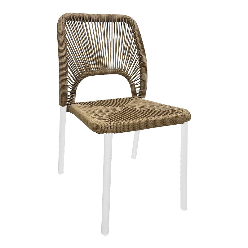 Scaun din aluminiu Norture, Alb-Ratan, 45x63x82 cm