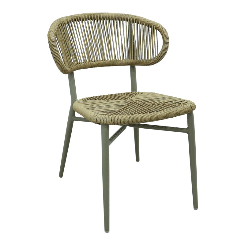Scaun din aluminiu-pe ratan Agus stivuibil maro, 55x63x77 cm