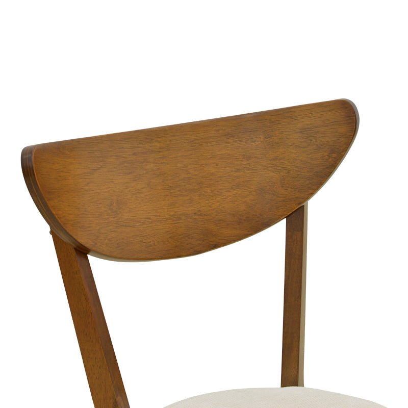 Scaun din lemn masiv Canon, cu tapițerie gri-bej, rubberwood, 43x43x79 cm - Crem