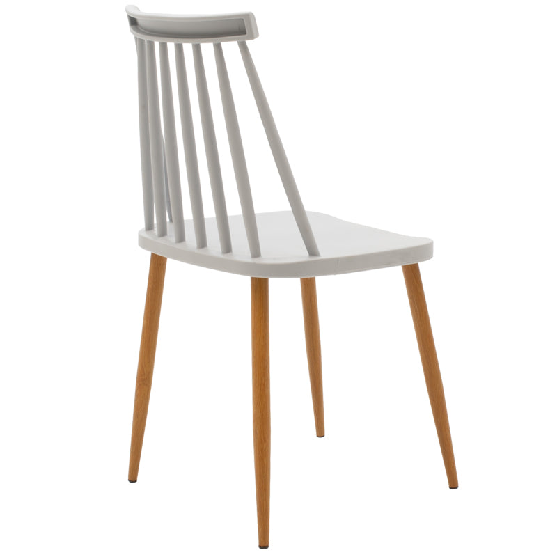 Scaun dining Aurora, Alb-Natural, polipropilena si metal, 42x50x77 cm - Gri-Natural