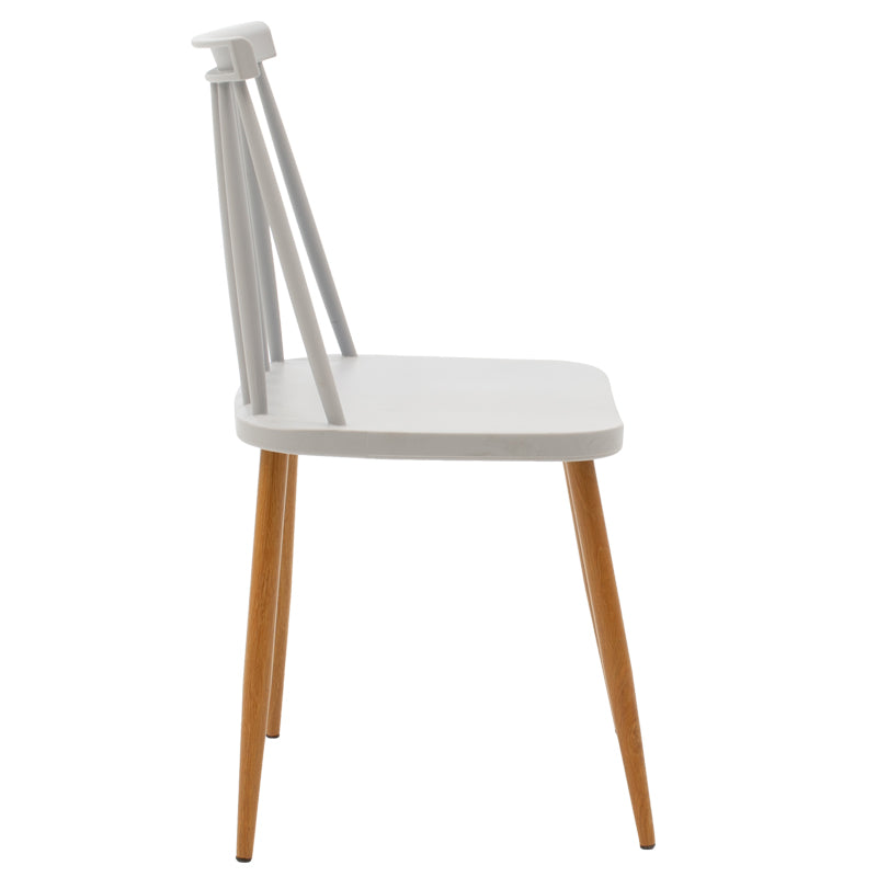 Scaun dining Aurora, Alb-Natural, polipropilena si metal, 42x50x77 cm - Gri-Natural