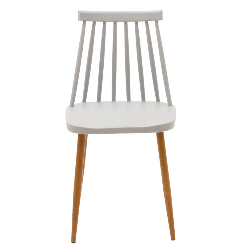 Scaun dining Aurora, Alb-Natural, polipropilena si metal, 42x50x77 cm - Gri-Natural