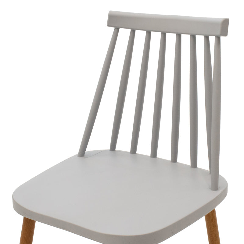 Scaun dining Aurora, Alb-Natural, polipropilena si metal, 42x50x77 cm - Gri-Natural