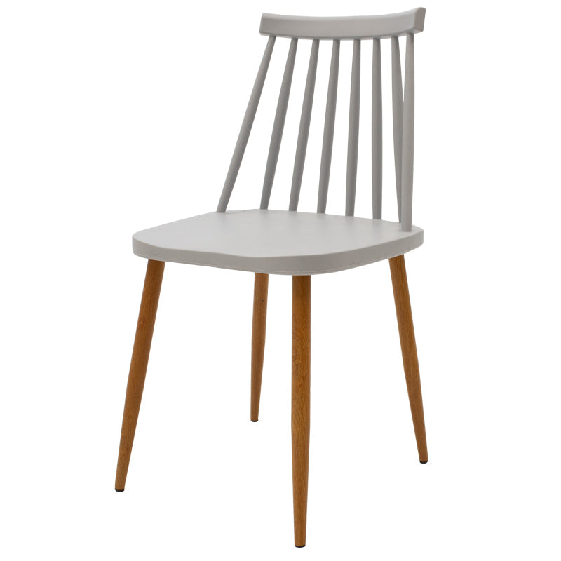 Scaun dining Aurora, Alb-Natural, polipropilena si metal, 42x50x77 cm - Gri-Natural
